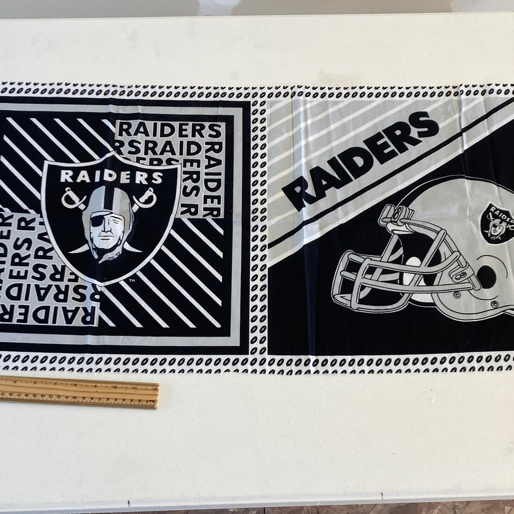 Raiders Black and White Fabric approximately 16”‎ x 38”